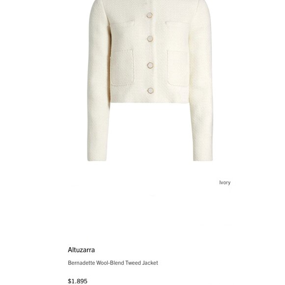 $1895 ALTUZARRA Bernadette Wool-Blend Tweed Jacket Size 42 FR, M/L US NEW - Picture 6 of 15